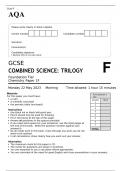 AQA GCSE COMBINED SCIENCE: TRILOGY Foundation Tier Chemistry Paper 1F JUNE 2023 QUESTION PAPER