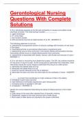 Gerontological Nursing Questions With Complete Solutions