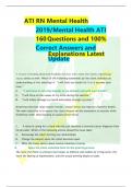 ATI RN Mental Health 2019/Mental Health ATI 160Questions and 100% Correct Answers and Explanations Latest Update