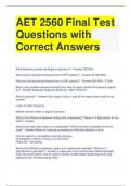 AET 2560 Final Test Questions with Correct Answers