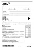 GCSE AQA 2023 Higher Triple Science Physics Paper 1 + Paper 2