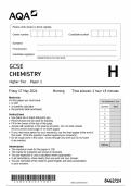 GCSE AQA 2024 Higher Triple Science Chemistry Paper 1   Paper 2