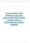AZ-104 CERTIFICATION  RENEWAL EXAM REAL  EXAM SCREEN SHOTS TAKEN  JANUARY 2023 ALL  QUESTIONS AND CORRECT  ANSWER