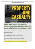 California Property and Causality Practice Exam Questions Containing 75 terms & Definitions Latest Update 2024. 