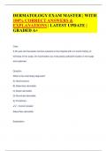 DERMATOLOGY EXAM MASTER | WITH  100% CORRECT ANSWERS &  EXPLANATIONS | LATEST UPDATE |  GRADED A+