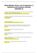 Sales Mastery Exam ( set of questions 1) Questions and Answers (Already GRADED A)