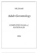 NR.210.645 ADULT-GERONTOLOGY COMPLETED EXAM WITH RATIONALES 2024