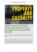 California Property and Casualty Insurance Test Questions (77 terms) with Detailed Answers & Rationales 2023-2024. 