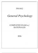 PSY1012 GENERAL PSYCHOLOGY COMPLETED EXAM WITH RATIONALES 2024.