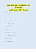 2ND YEAR MID YEAR EXAM 2023 questions and Answers 100% Correct