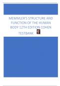 MEMMLER'S STRUCTURE AND  FUNCTION OF THE HUMAN  BODY 12TH EDITION COHEN TESTBANK