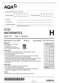 GCSE AQA June 2023 Higher Mathematics Paper 3 Calculator Including Mark Scheme