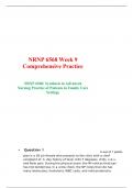 NRNP 6568 Week 9 Comprehensive Practice, NRNP 6568 -Synthesis in Advanced Nursing Practice of Patients in Family Care Settings, Walden University.