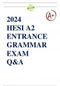 HESI A2 ENTRANCE EXAM GRAMMAR 2024 QUESTIONS WITH ANSWERS