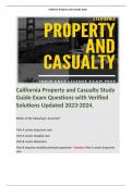 California Property and Casualty Study Guide Exam Questions with Verified Solutions Updated 2023-2024. 