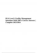 PGA Level 1 Facility Management Questions With Correct Answers Latest Updated 2024 (GRADED)