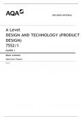 A Level DESIGN AND TECHNOLOGY (PRODUCT DESIGN) 7552/1