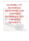 ALONDRA 375  MATERNAL  QUESTIONS AND  ANSWERS  with RATIONALE 2023  UPDATED  GRADED A