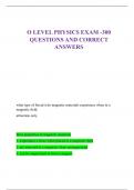 O LEVEL PHYSICS EXAM -300 QUESTIONS AND CORRECT  ANSWERS