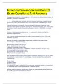 Infection Prevention and Control Exam Questions And Answers