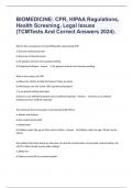 BIOMEDICINE: CPR, HIPAA Regulations, Health Screening, Legal Issues (TCMTests And Correct Answers 2024).