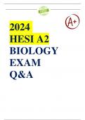 HESI A2 BIOLOGY EXAM LATEST UPDATE 2023/24, GUARANTEED A+