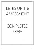 LETRS UNIT 6 ASSESSMENT COMPLETED EXAM 2024.