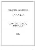 DOD CYBER AWARENESS QUIZ 1-3 COMPLETED EXAM WITH RATIONALES 2024