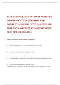 ATI TEAS ENGLISH TEST BANK WRITTEN  COMMUNICATION QUESTION AND  CORRECT ANSWERS / ATI TEAS ENGLISH  TEST BANK WRITTEN COMMUNICATION  NEW UPDATE 2023/2024 