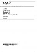 AQA GCSE SPANISH 8698/LH Paper 1 Listening Higher Tier Mark scheme June 2023