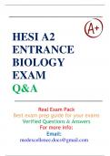 NEW FILE UPDATE: HESI A2 ENTRANCE  BIOLOGY EXAM 2023/24 V1 & V2 QUESTIONS AND ANSWERS