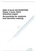 AQA A level ACCOUNTING Paper 2 June 2023 Question paper