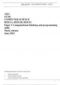 AQA GCSE COMPUTER SCIENCE 8525/1A, 8525/1B, 8525/1C Paper 1 Computational thinking and programming skills Mark scheme June 2023