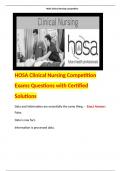 HOSA Clinical Nursing Competition Exams Questions with Certified Solutions  