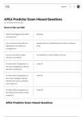 APEA PREDICTOR EXAM MISSED QUESTIONS 2024 UPDATE COMPLETE QUESTIONS AND ANSWERS.