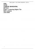 AQA GCSE CHINESE (MANDARIN) 8673/LH Paper 1 Listening Higher Tier Mark scheme June 2023 