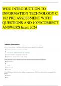WGU INTRODUCTION TO INFORMATION TECHNOLOGY C 182 PRE ASSESSMENT WITH  QUESTIONS AND 100%CORRECT ANSWERS latest 2024