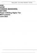 AQA GCSE CHINESE (MANDARIN) 8673/WH Paper 4 Writing Higher Tier Mark scheme June 2023 