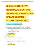 Nurs406 NCLEX live review EXAM  QUESTIONS & ANSWERS/ LATEST UPDATE 2023-2024 / RATED A+