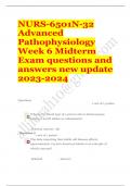 Nurs 6501n 32 advanced pathophysiology week 6 midterm EXAM  QUESTIONS & ANSWERS/ LATEST UPDATE 2023-2024 / RATED A+