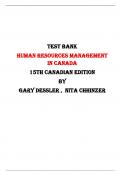 Test Bank For Human Resources Management in Canada 15th Canadian Edition By Gary Dessler ,  Nita Chhinzer|All Chapters,  Year-2024|