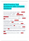 RCIS Practice Test Questions with Complete Solutions