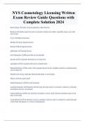 NYS Cosmetology Licensing Written  Exam Review Guide Questions with  Complete Solution 2024 