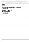 AQA GCSE COMBINED SCIENCE: TRILOGY 8464/B/2H Biology Paper 2H Mark scheme June 2023 