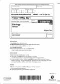 GCSE EDEXCEL May 2024 Higher Triple Science Biology Paper 1 Including Mark Scheme