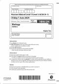 GCSE EDEXCEL June 2024 Higher Triple Science Biology Paper 2 Including Mark Scheme