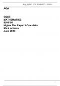 AQA   GCSE MATHEMATICS 8300/3H Higher Tier Paper 3 Calculator Mark scheme June 2023