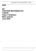 AQA  AS FURTHER MATHEMATICS 7366/2S Paper 2 Statistics Mark scheme June 2023