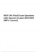 MSN 501 Final Exam Questions With Verified Answers Latest Updated 2024 (GRADED A+)