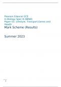 Pearson Edexcel GCE In Biology Spec B (8BN0) Paper 01: Lifestyle, Transport,Genes and Health Mark Scheme (Results) Summer 2023